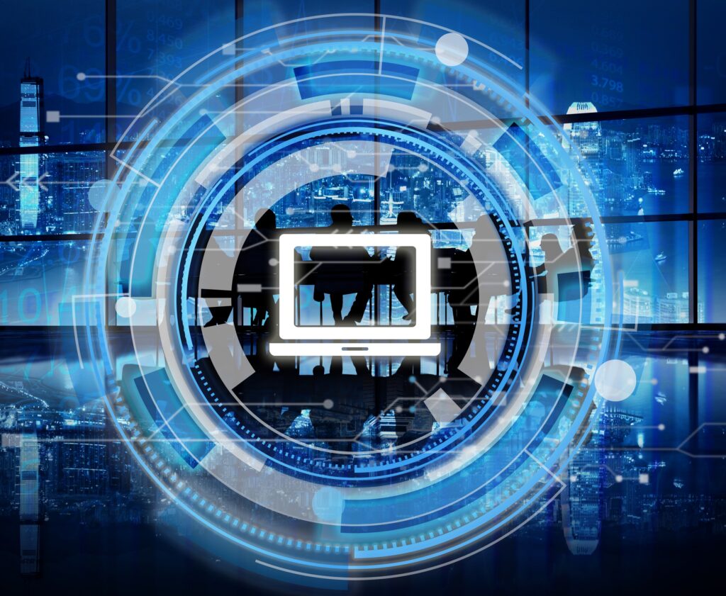 Digital Blue Hud Interface Laptop Concept